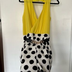 Yellow and Black Polka Dot Jumpsuit